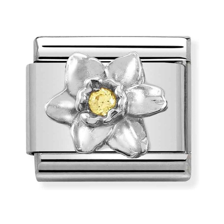 Nomination Composable Classic Charm Narzisse - Edelstahl, Sterling Silber, Zirkonia
