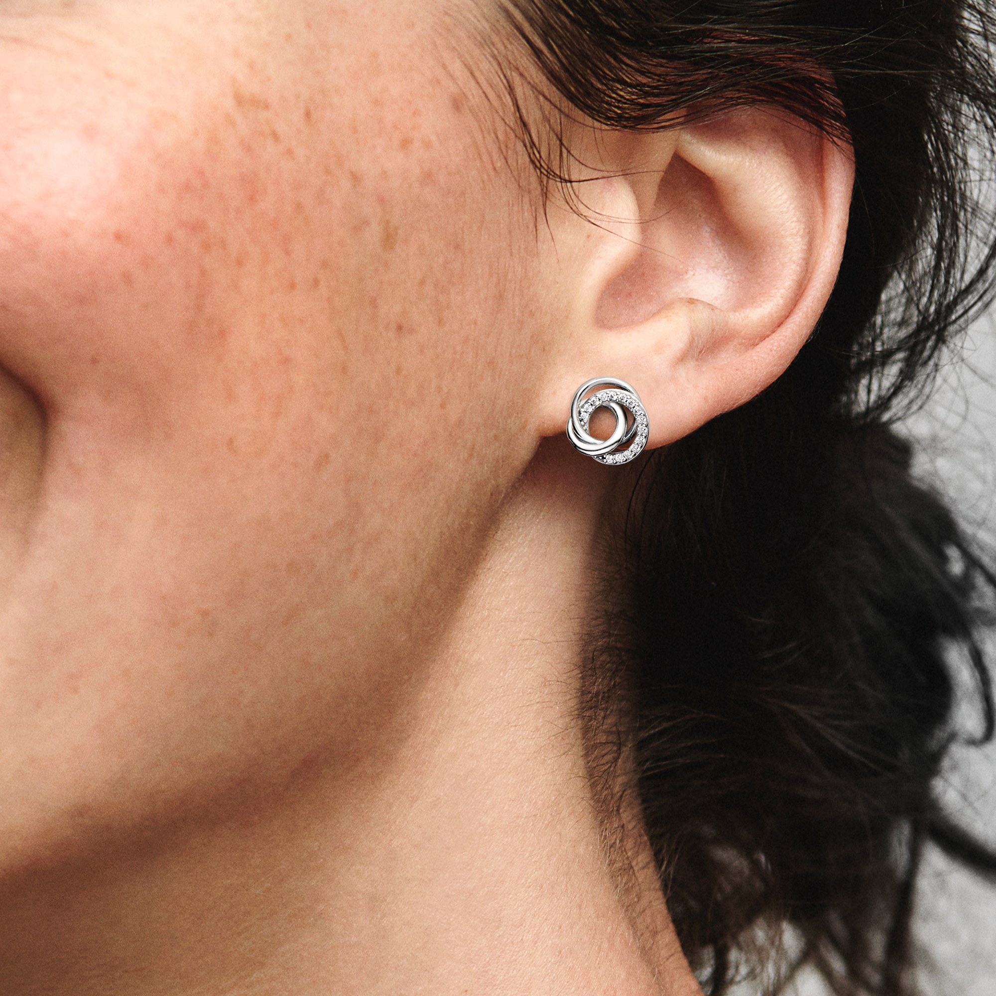 Pandora Familie Für Immer Verschlungene Ohrstecker - Sterling Silber Zirkonia – Ansicht 2