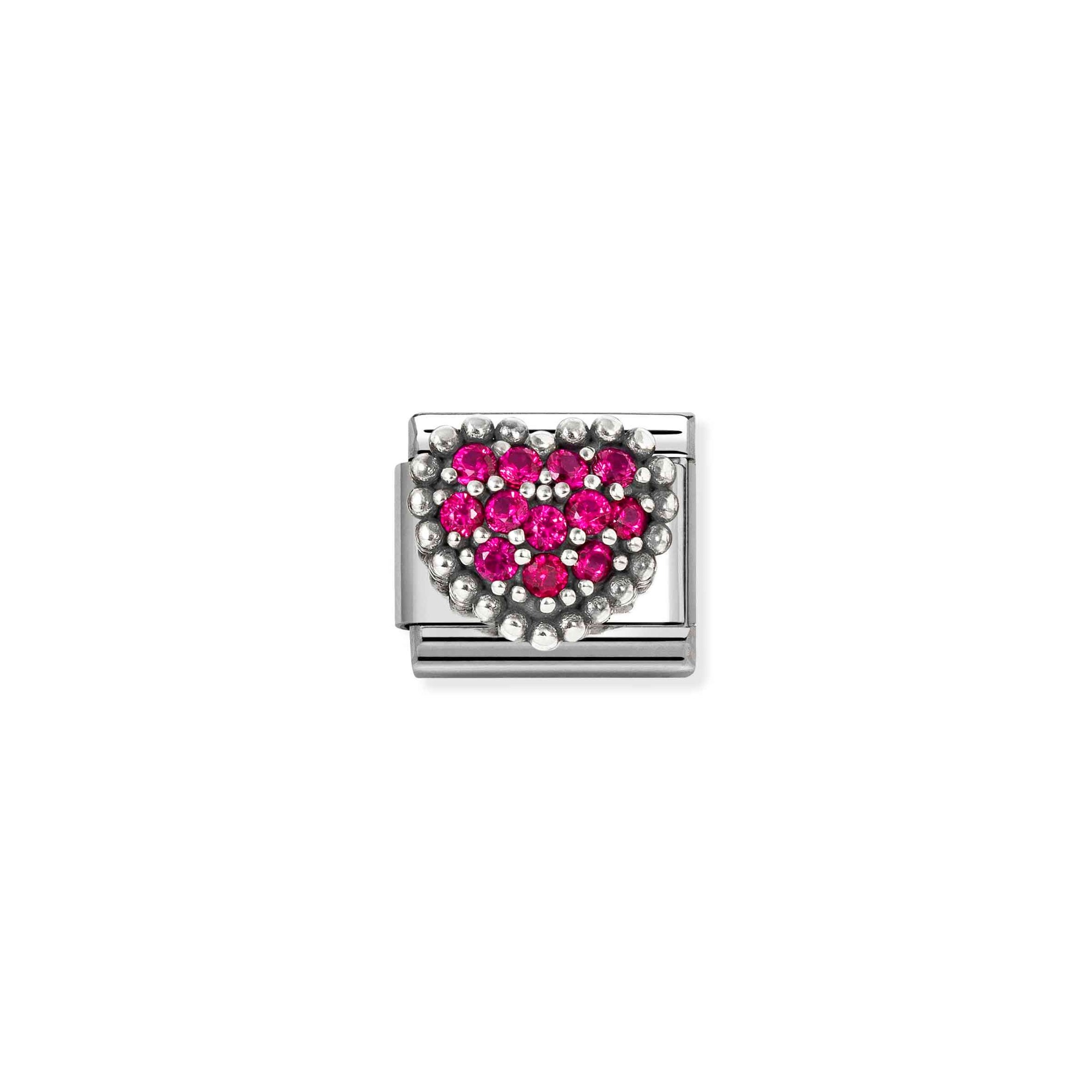 Nomination CLASSIC Element - oxidiertes Sterling Silber - Zirkonia - Kugelherz - Rot – Ansicht 2