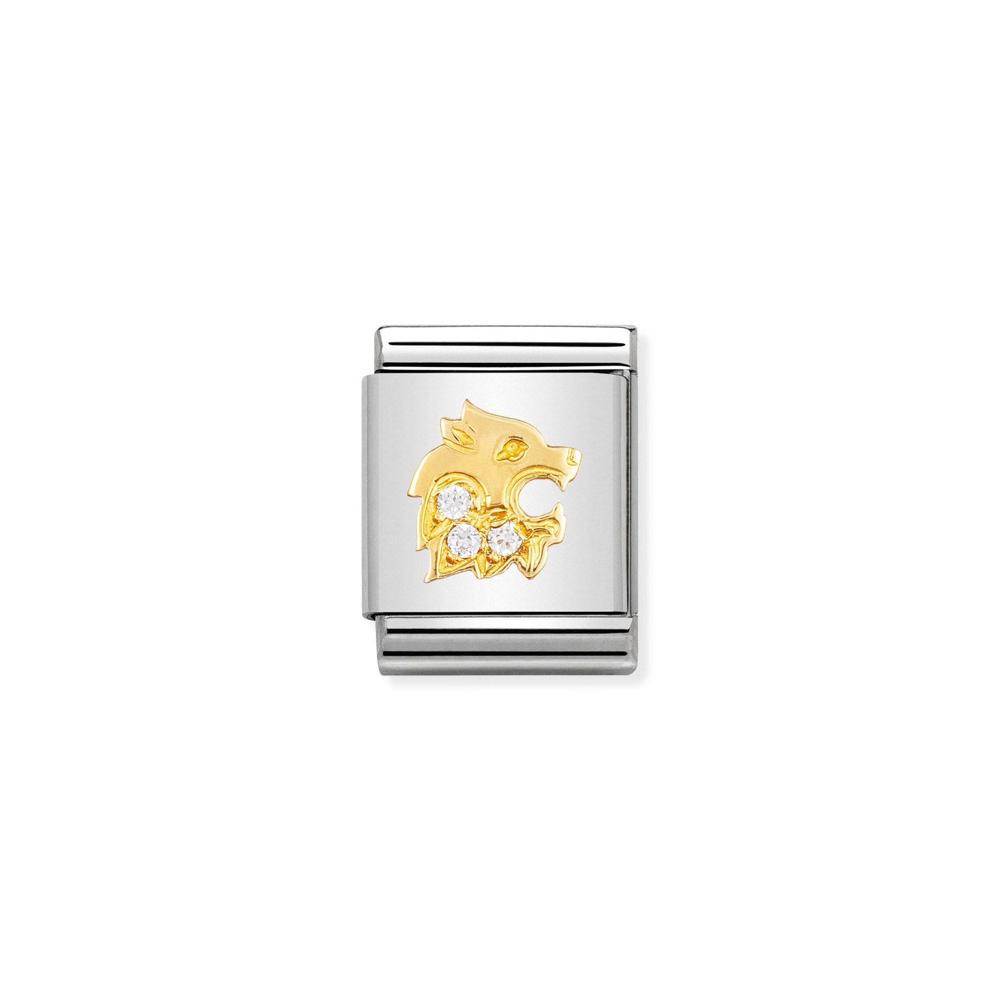 Nomination Composable Big Charm Sternzeichen Löwe - Edelstahl, Gold 750 Gelbgold, Zirkonia
