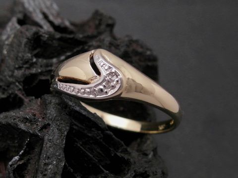 Gold Ring ausdrucksstark aus Gold 585 bicolor mit Diamant, Goldring Größe 58,5 vom Hersteller Juwelier Harnisch, bis Größe 60/19.