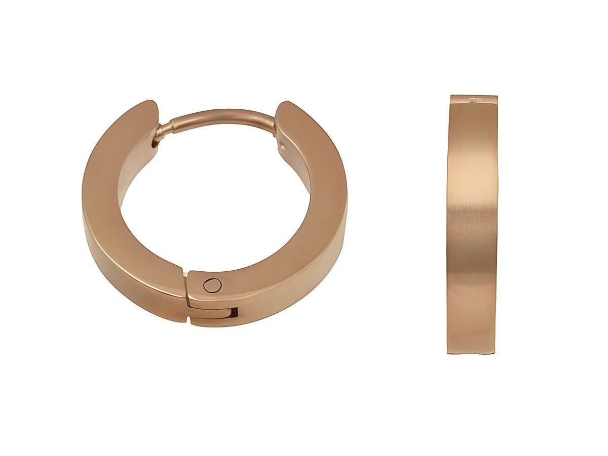 Edelstahl Creolen in PVD-Roségold teilmattiert mit einem Durchmesser von 1,6 cm und einer Breite von 15,2 mm, hergestellt von Juwelier Harnisch, elegant und modern.