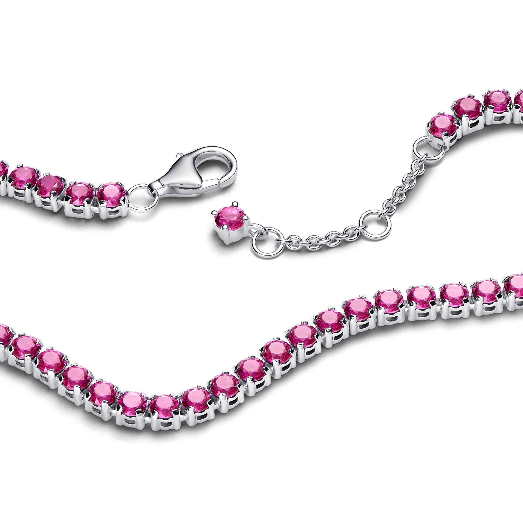 Pandora Funkelndes pinkes Tennisarmband - Sterling Silber – Ansicht 2
