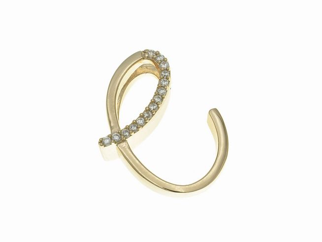 Anhänger aus poliertem Sterling Silber mit dem Buchstaben C, vergoldet in Roségold und mit Zirkonia verziert, Hersteller Juwelier Harnisch.