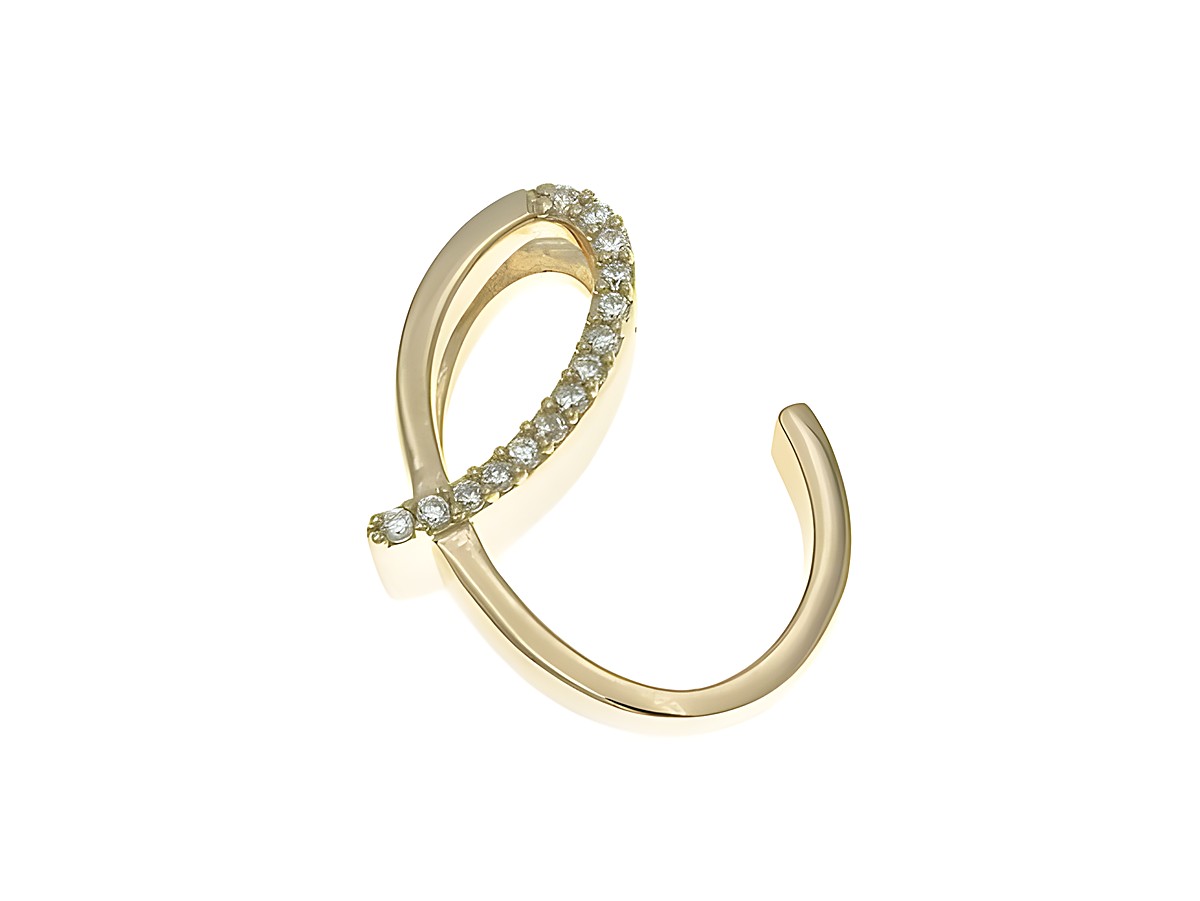 Anhänger aus poliertem Sterling Silber mit dem Buchstaben C, vergoldet in Roségold und mit Zirkonia verziert, Hersteller Juwelier Harnisch.