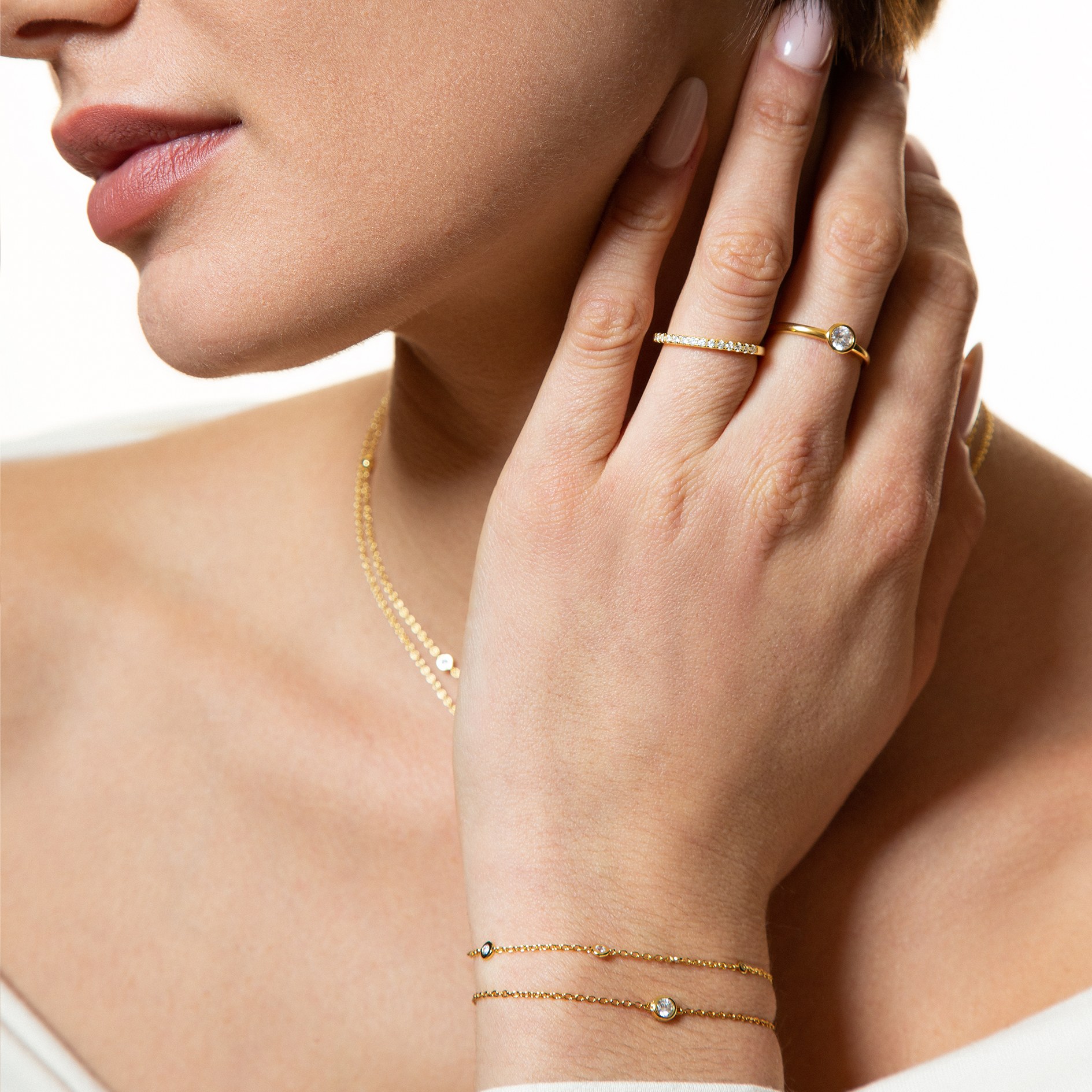 XENOX Sterling Silber Armband XS3831G - 15-18,5 cm - ZARGE GOLD - Gelbgold vergoldet Karreekette – Ansicht 4