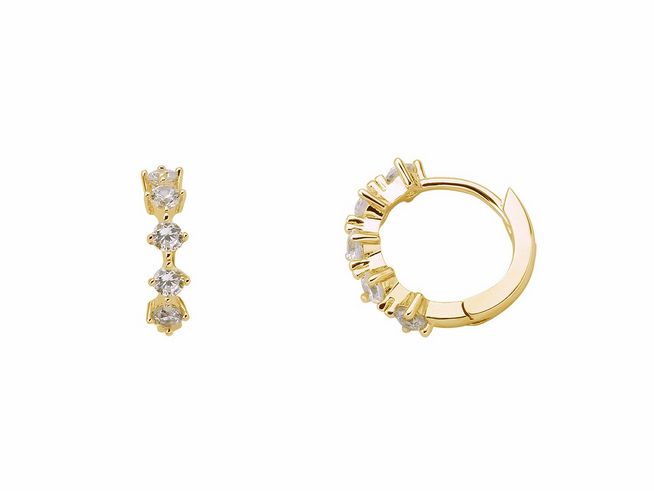 Xenox Sterling Silber Ohrringe XS2039G in Gelbgold Vergoldung mit funkelnden Steinen, elegant und modern im Design, ideal für jeden Anlass, perfekt für stilbewusste Frauen.