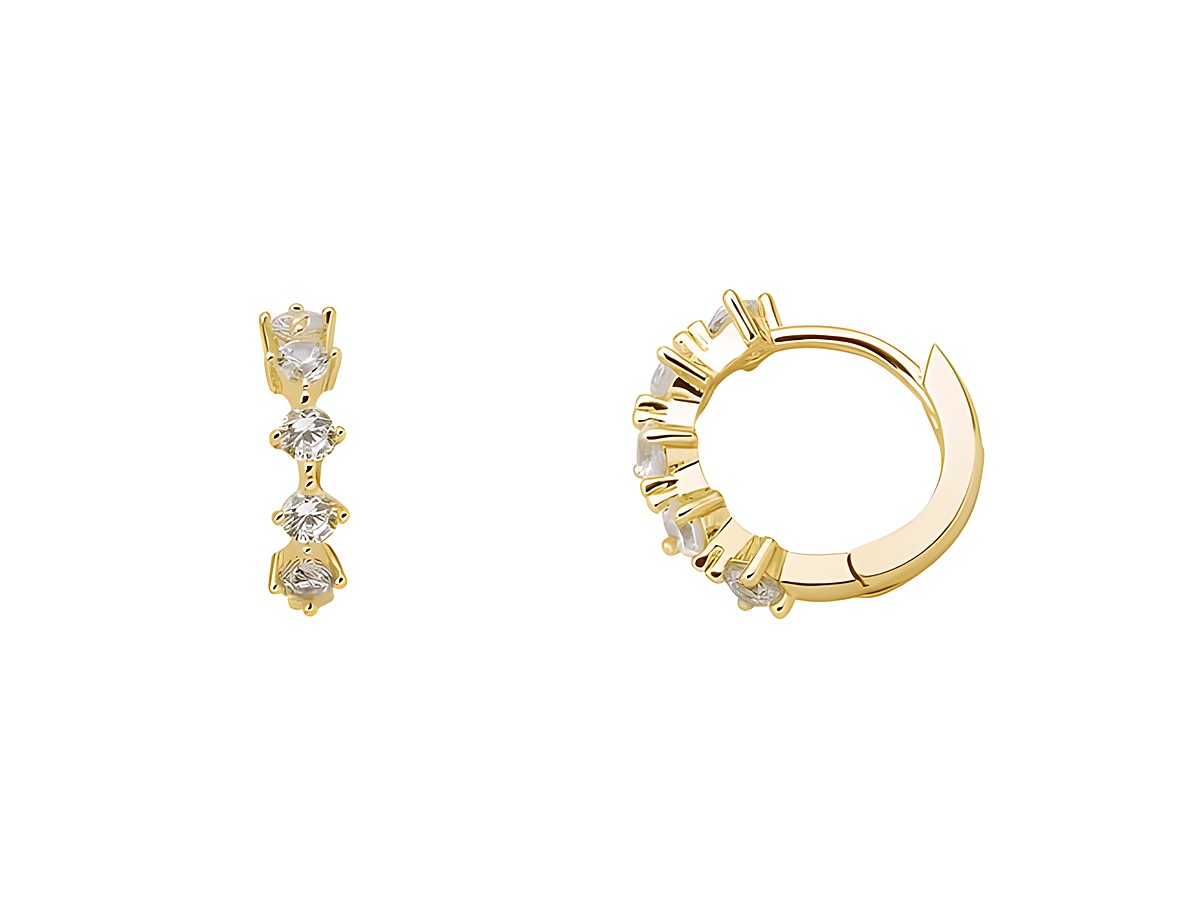 Xenox Sterling Silber Ohrringe XS2039G in Gelbgold Vergoldung mit funkelnden Steinen, elegant und modern im Design, ideal für jeden Anlass, perfekt für stilbewusste Frauen.
