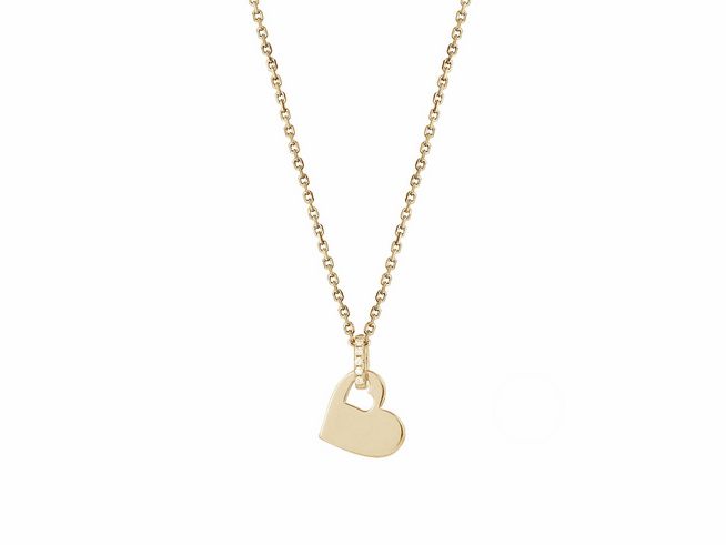 Xenox Sterling Silber Kette XS3486GK in Gelbgold vergoldet mit einer Ankerkette und einem Herzanhänger, Länge 40-45 cm, ein elegantes Schmuckstück aus der LOVE STORY Kollektion.