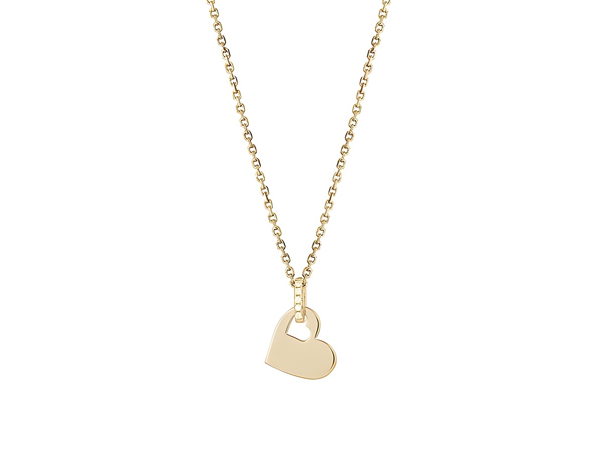 Xenox Sterling Silber Kette XS3486GK in Gelbgold vergoldet mit einer Ankerkette und einem Herzanhänger, Länge 40-45 cm, ein elegantes Schmuckstück aus der LOVE STORY Kollektion.