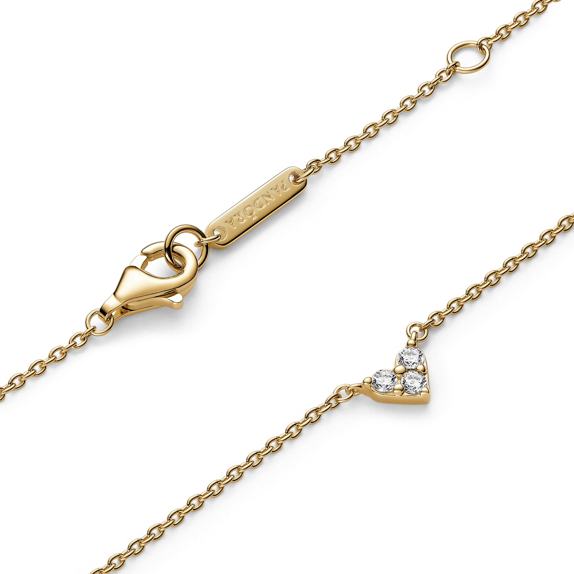 Pandora Drei Sterne Herz Collier-Halskette - Gelbgold Vergoldung - Zirkonia - 45 cm Ansicht 3 – Ansicht 3