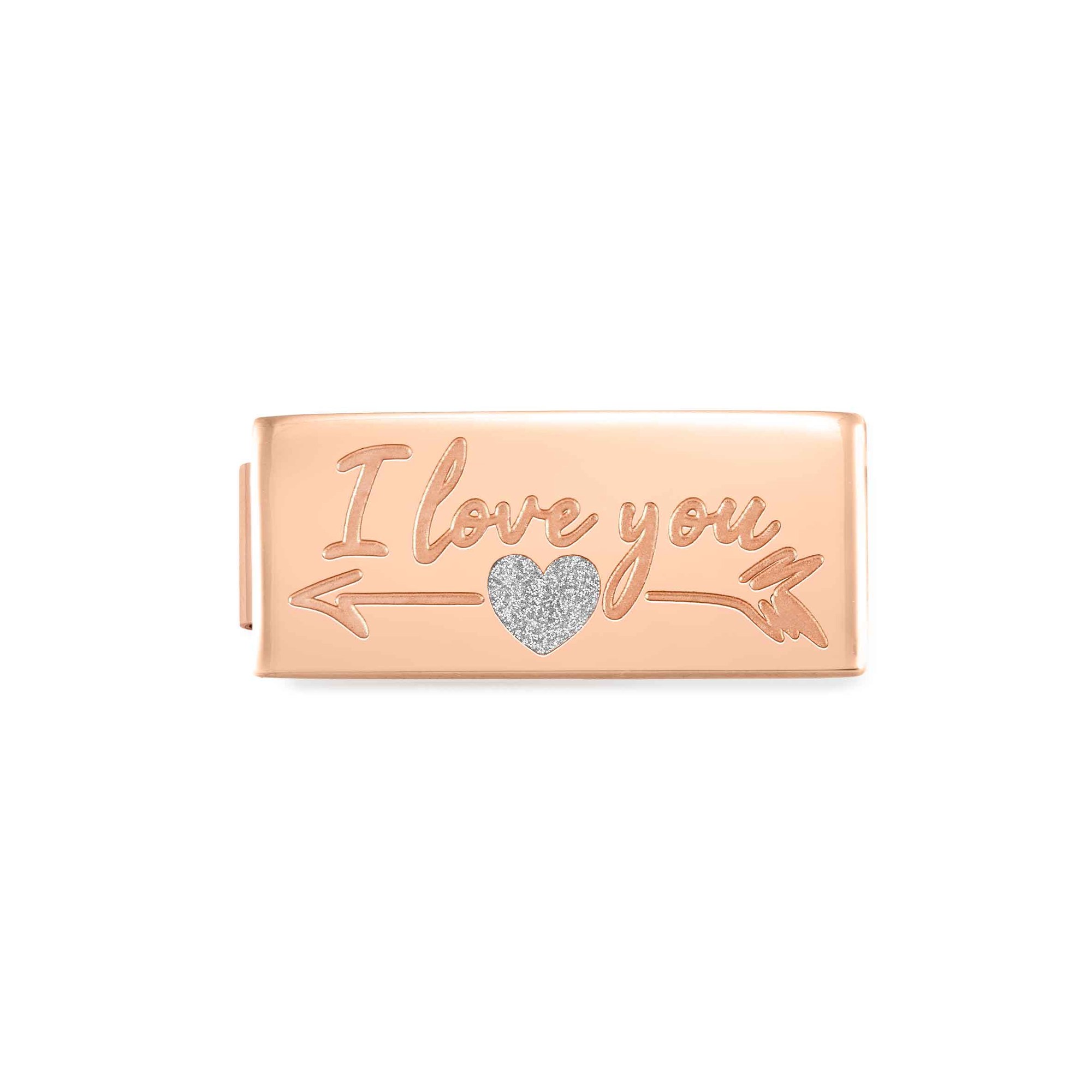Nomination Composable Glam Charm Double I love you rosé - Edelstahl, PVD rosé, Emaille, Zirkonia