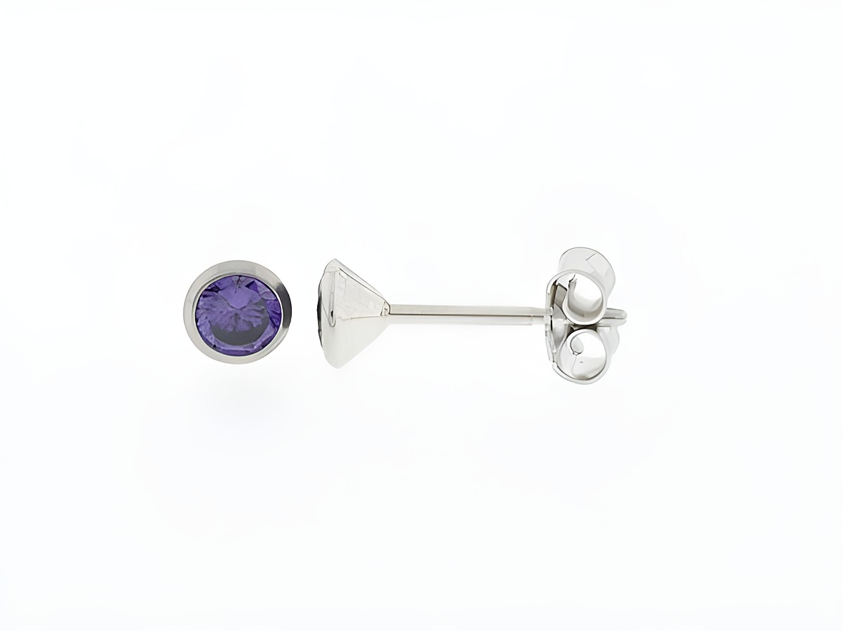 Silber Ohrringe Kelch Silber 4,3 mm Zirkonia lila Stecker Hersteller Juwelier Harnisch Zirkonia.