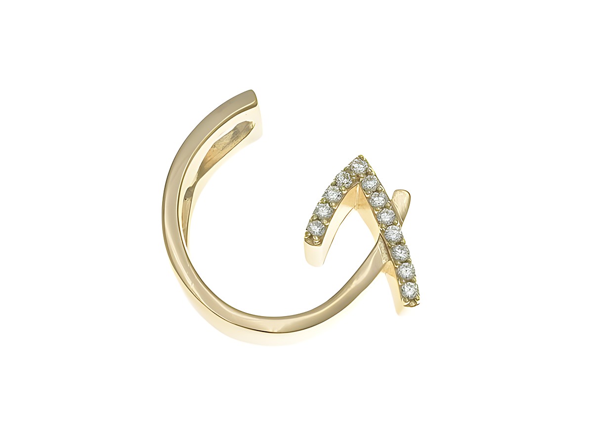 Anhänger aus poliertem Sterlingsilber in Roségold mit dem Buchstaben G, verziert mit Zirkonia-Steinen, Hersteller Juwelier Harnisch, stilvoll und elegant.