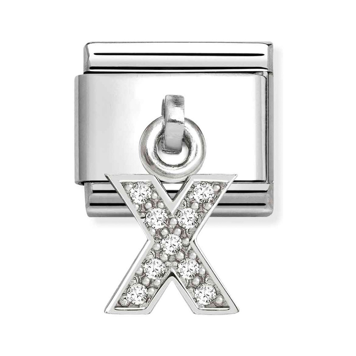 Sterling Silber Charm in Form des Buchstabens X, besetzt mit Zirkonia, von Pandora, glänzendes Finish, neu und in perfektem Zustand, ideal für individuelle Schmuckstücke.