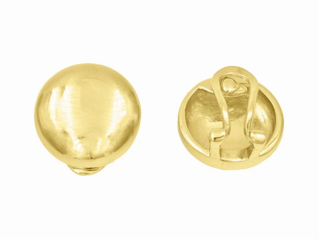 Ohrclip in rundem Design aus vergoldetem Sterling Silber, poliert, Hersteller Juwelier Harnisch, ideal für elegante Anlässe, zeitloses Accessoire für jeden Stil.