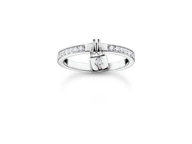 Ring aus Sterling Silber von Thomas Sabo mit Zirkonia in weiß, Modell TR2371-051-14-56, Größe 56, schlichtes Design mit funkelnden Akzenten.