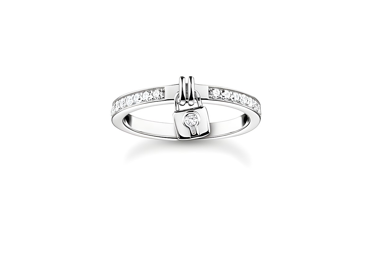 Ring aus Sterling Silber von Thomas Sabo mit Zirkonia in weiß, Modell TR2371-051-14-56, Größe 56, schlichtes Design mit funkelnden Akzenten.