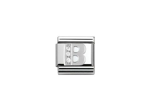 Der Buchstabe B aus dem hochwertigen Material SilverShine mit Zirkonia-Akzenten von der Marke Nomination ist elegant gestaltet und perfekt für individuellen Schmuck.