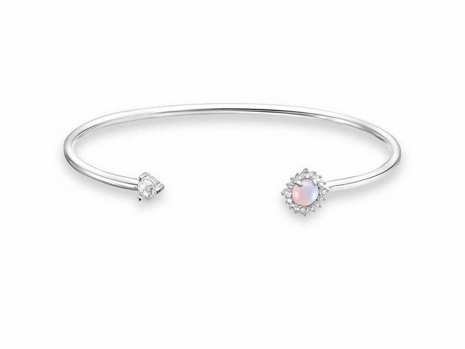 Thomas Sabo Charming Armreif aus Sterling Silber mit Glas-Keramik Stein und Zirkonia in ansprechendem Design, Länge 17,50 cm, perfekt für eleganten Armschmuck.