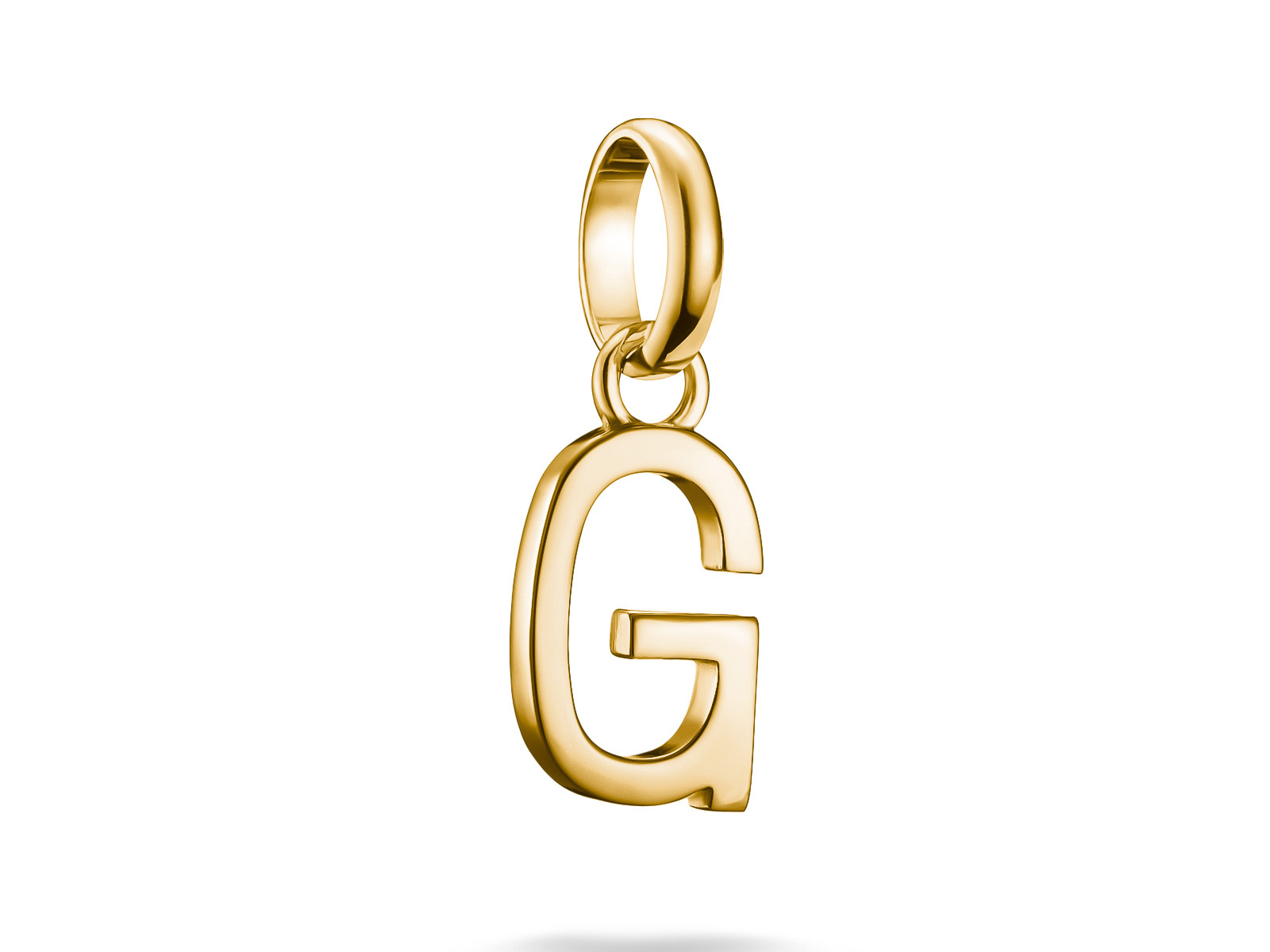 Silberne und gelbgold vergoldete Charm mit Buchstabe G und Öse, aus der Kollektion Thomas Sabo Connect CC1213-413-39 für den Charm Club.