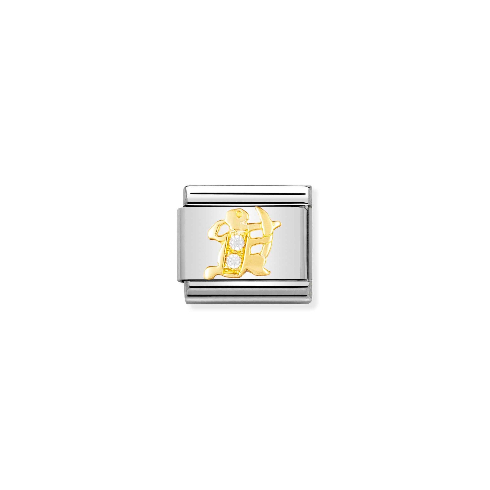 Nomination Composable Classic Charm Sternzeichen Schütze - Edelstahl, Gold 750 Gelbgold, Zirkonia