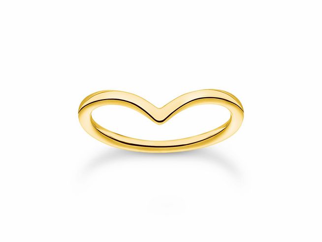 Thomas Sabo Ring TR2393-413-39-56 aus Sterling Silber, vergoldet in Gelbgold, Größe 56, mit einzigartigem, geschwungenem Design, ideal für eleganten Schmuck-Look.
