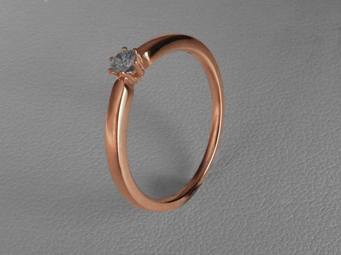 Verlobungsring aus Rotgold mit einem Brillant von 0,10 ct. W/Si, Ringgröße 52, 585 Rotgold, Hersteller Juwelier Harnisch. Elegantes Design mit funkelndem Stein.