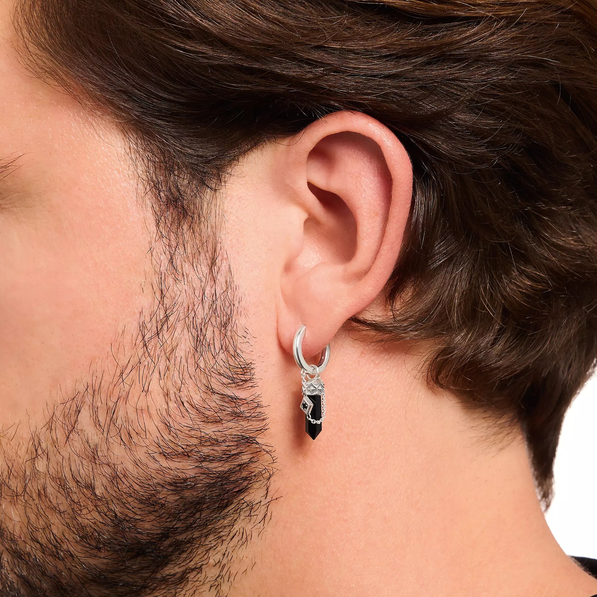 Thomas Sabo Einzel Creole - Kristall - Einzel-Creole mit Schwarzem Onyx - Silber gesch. & Zirkonia - Schwarz – Ansicht 4