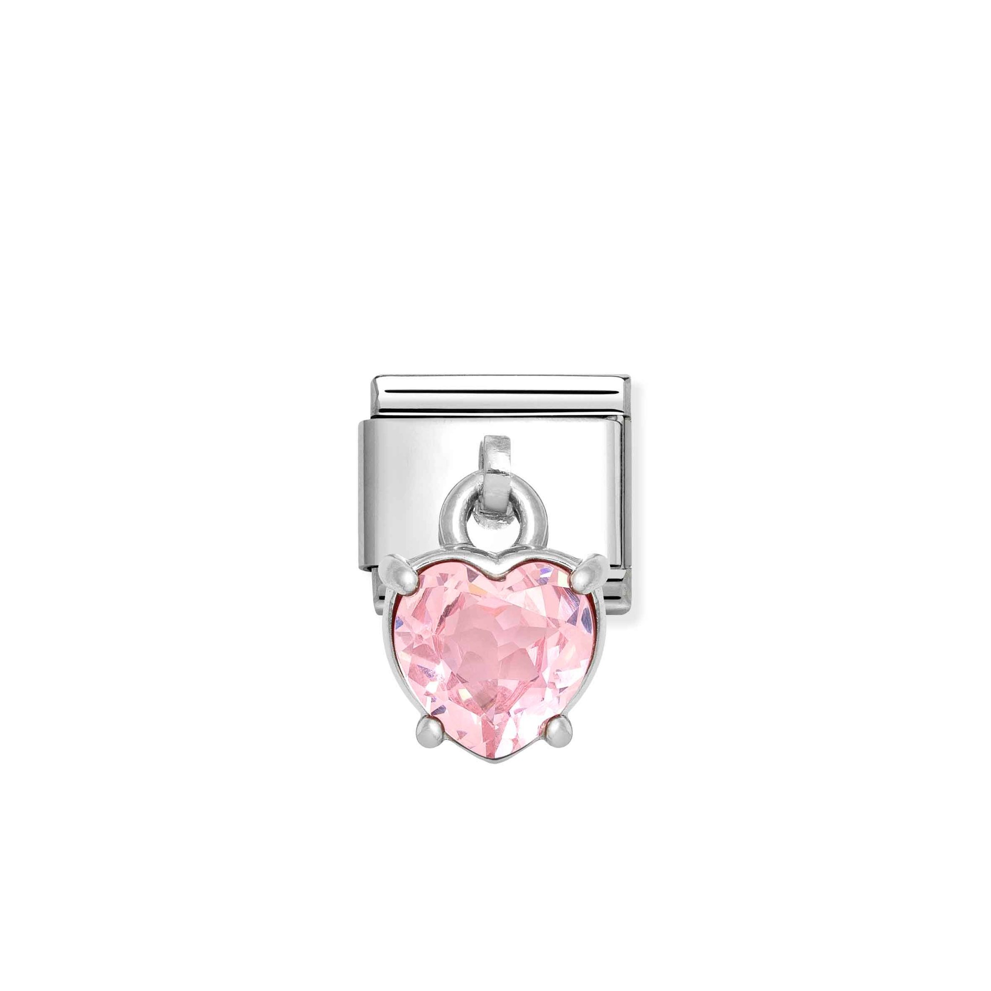 Nomination Composable Classic Charm Herz Anhänger rosa - Edelstahl, Sterling Silber, Zirkonia
