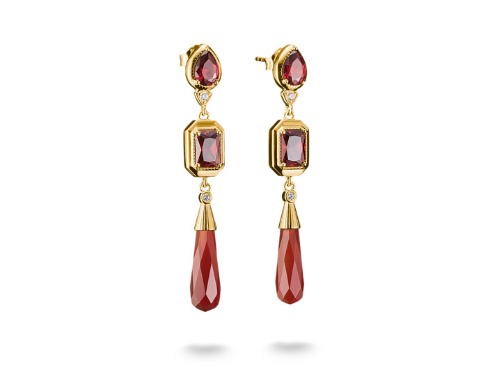 Thomas Sabo H2332-414-10 ELYNDRA Ohrringe - 750/- Gold auf Silber & Zirkonia - Rot