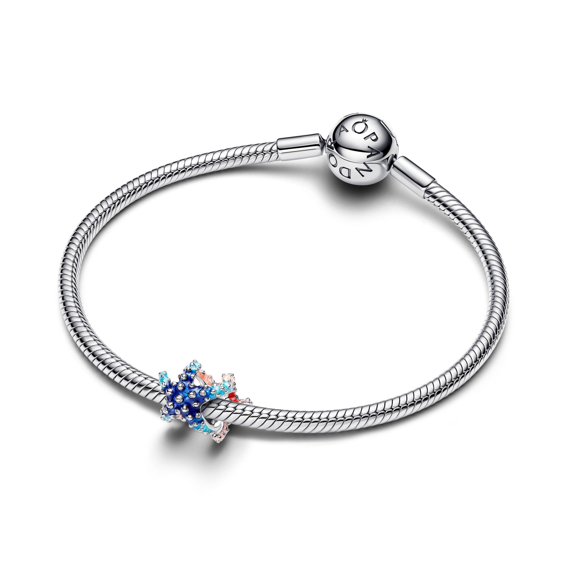 Pandora Seesterne Mini Charm Türkis + Rotorange - Sterling Silber – Ansicht 3