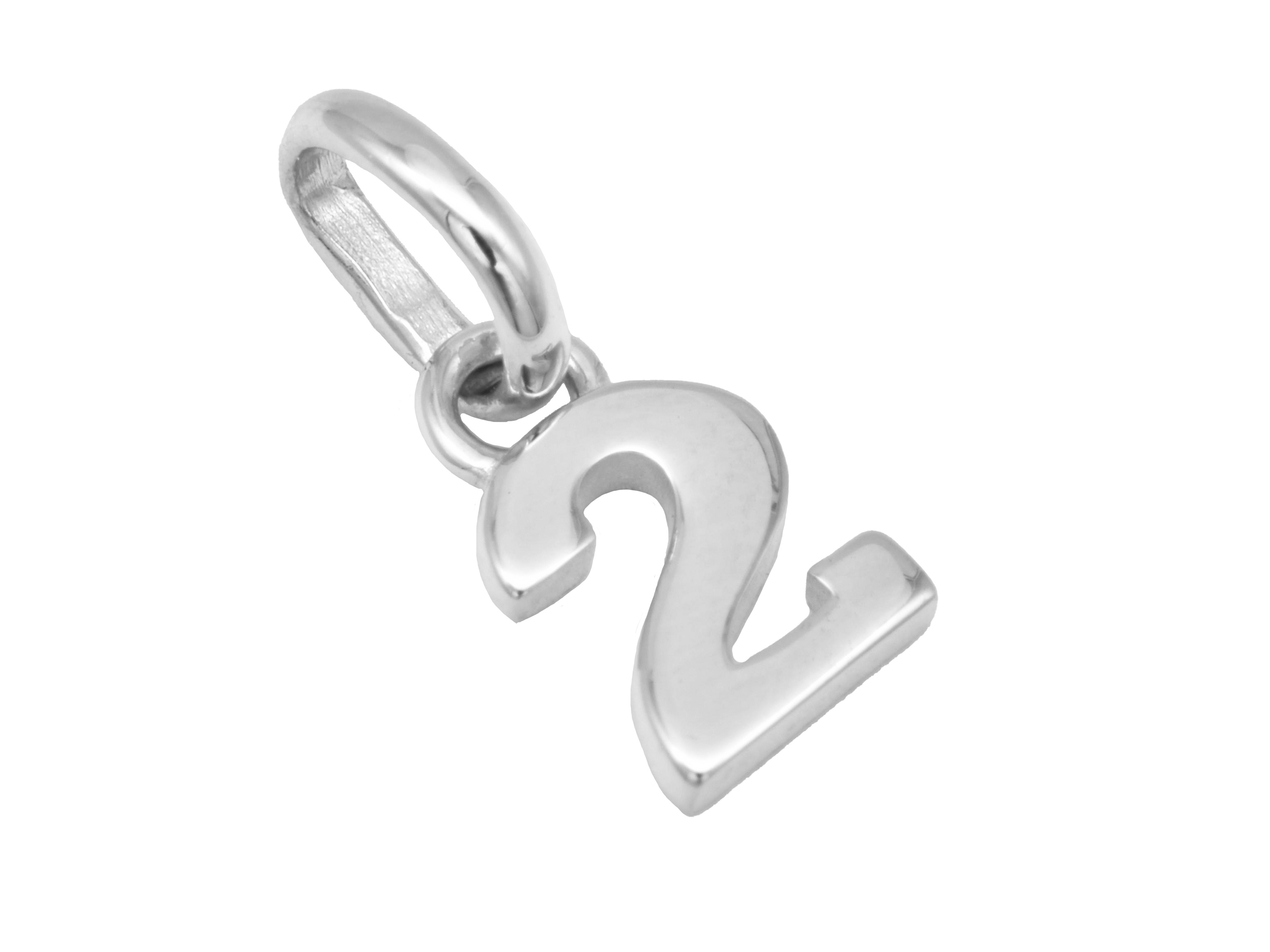 Gold Anhänger Zahl 2 aus 585 Weißgold, poliert, symbolisiert Glückszahlen, hergestellt von Juwelier Harnisch, ideal für besonderen Schmuck.
