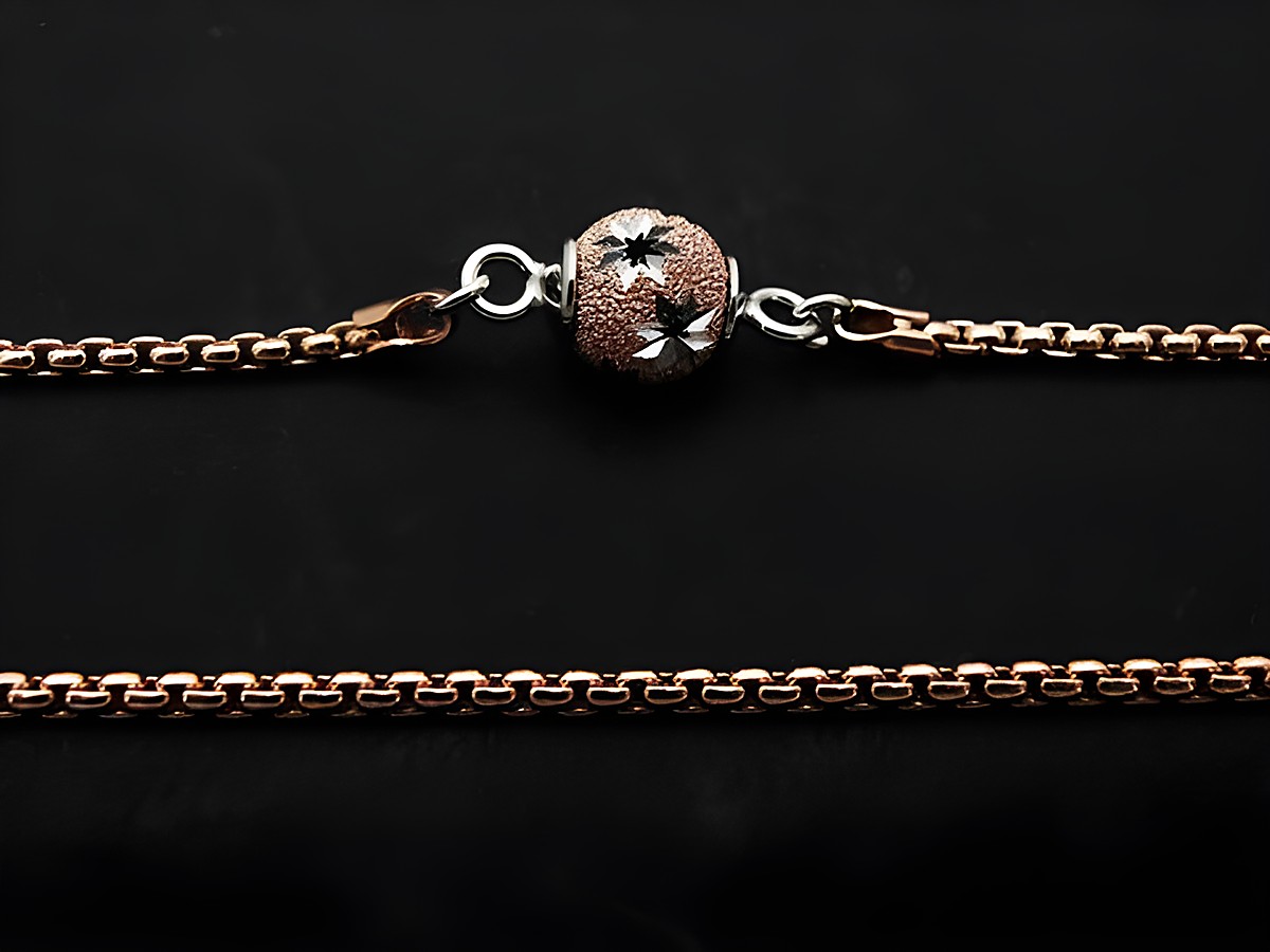 Silber Kette - Venezia rosé vergoldet - rhodiniert - 45 cm mit Magnetverschluss, elegant und zeitlos, perfekt für jeden Anlass. Hochwertige Verarbeitung vom Juwelier Harnisch. – Ansicht 2