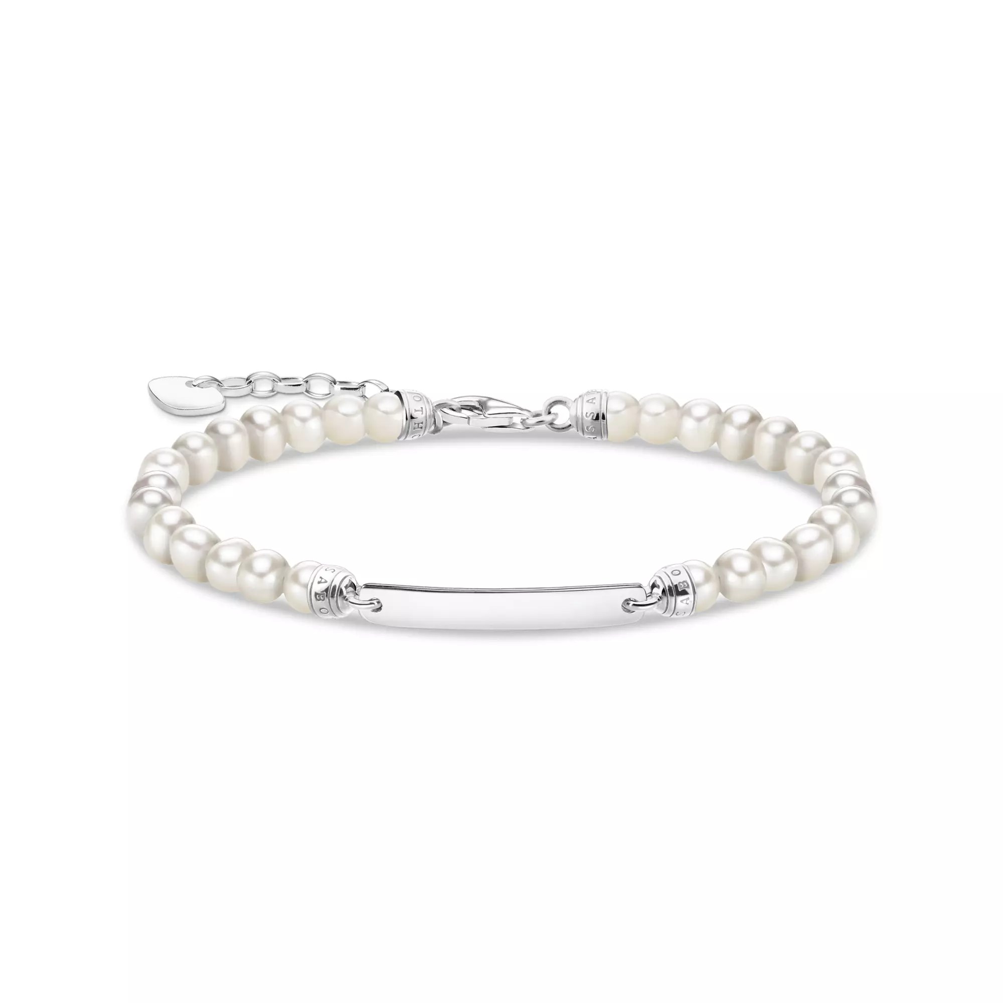 Thomas Sabo Gravur Armband Silber - Süßwasserzuchtperle - 16-19 cm