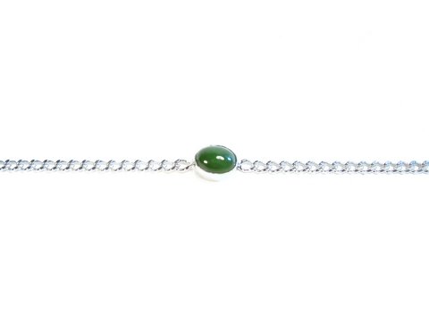 Silber Armband 19cm x 7mm mit echtem grünen Jade Stein, Hersteller Juwelier Harnisch, elegantes und stilvolles Design, ideal für verschiedene Anlässe.