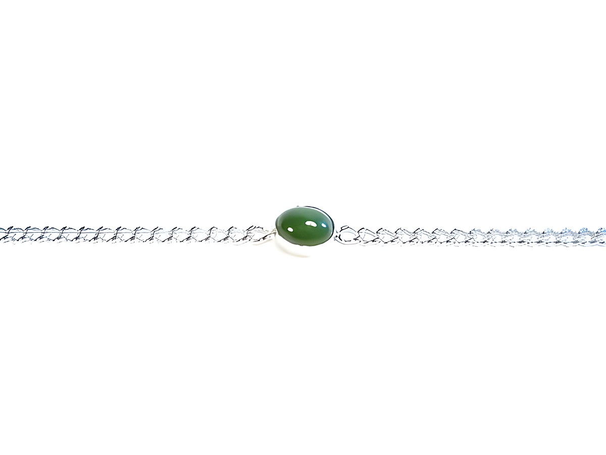 Silber Armband 19cm x 7mm mit echtem grünen Jade Stein, Hersteller Juwelier Harnisch, elegantes und stilvolles Design, ideal für verschiedene Anlässe.