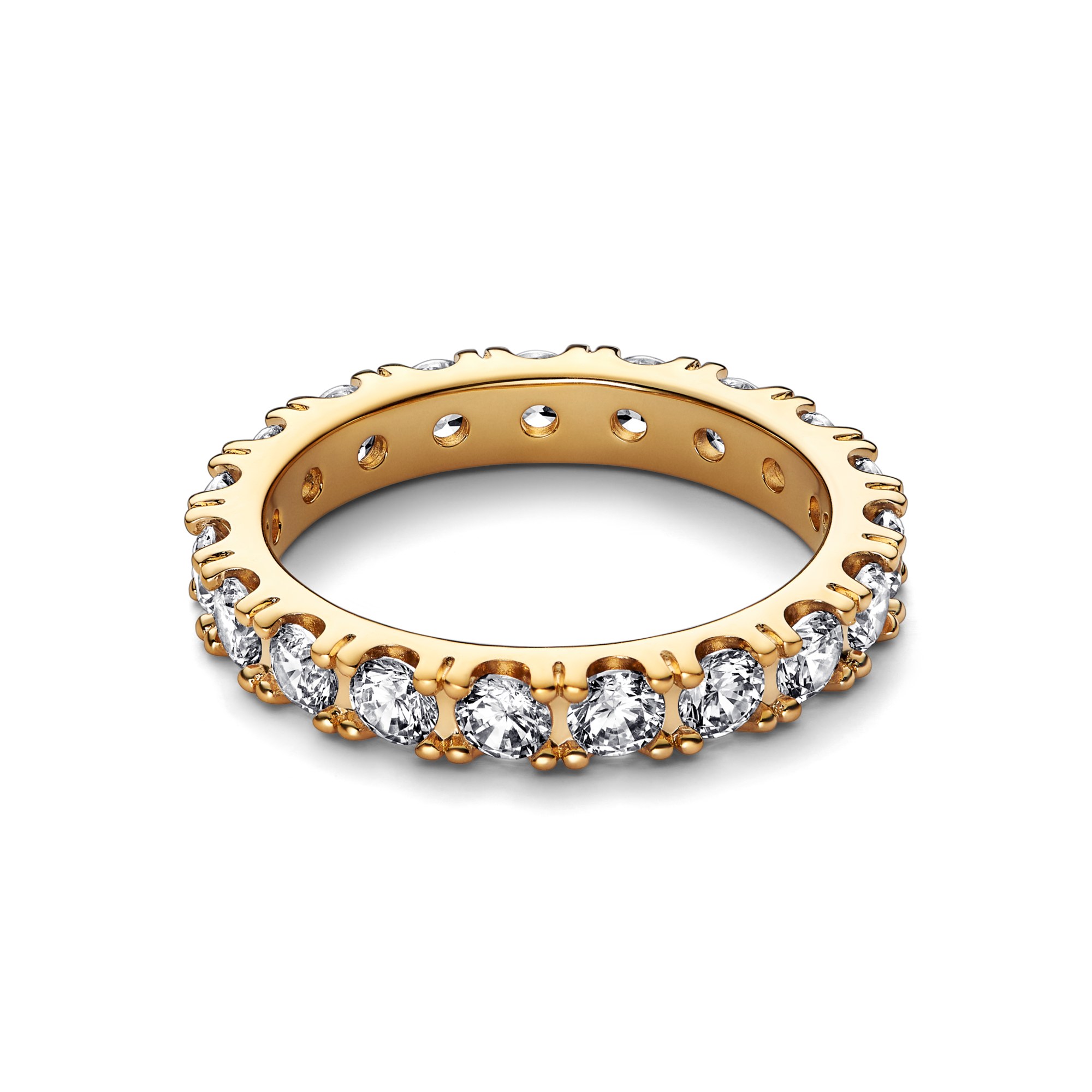 Pandora funkelnde Reihe Ewigkeits-Ring - Gelbgold Verg. - Zirkonia - Klar – Ansicht 3