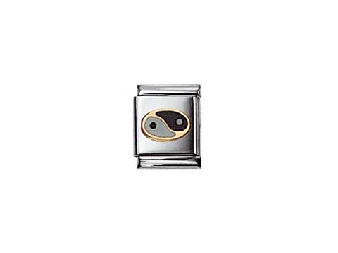 Ein charm aus Edelstahl mit einem yin-yang Symbol in dezenten Farben, passend für das Modell Big DAILY LIFE von Nomination, ergänzt jeden Schmuckstil.