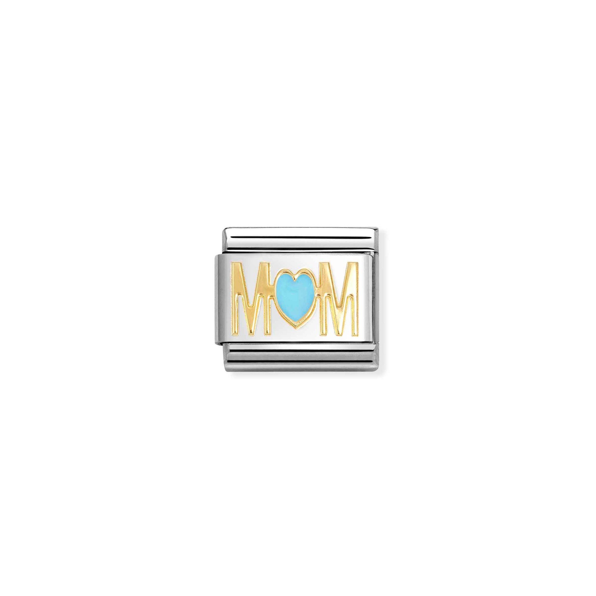 Nomination Composable Classic Charm MOM Herz hellblau - Edelstahl, Gold 750, Emaille