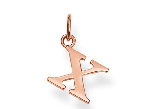 Thomas Sabo X Buchstaben Anhänger PE611-415-12 aus Silber vergoldet in Roségold zeigt den Buchstaben X in modernem Design, ideal für eine persönliche Schmuckkollektion.