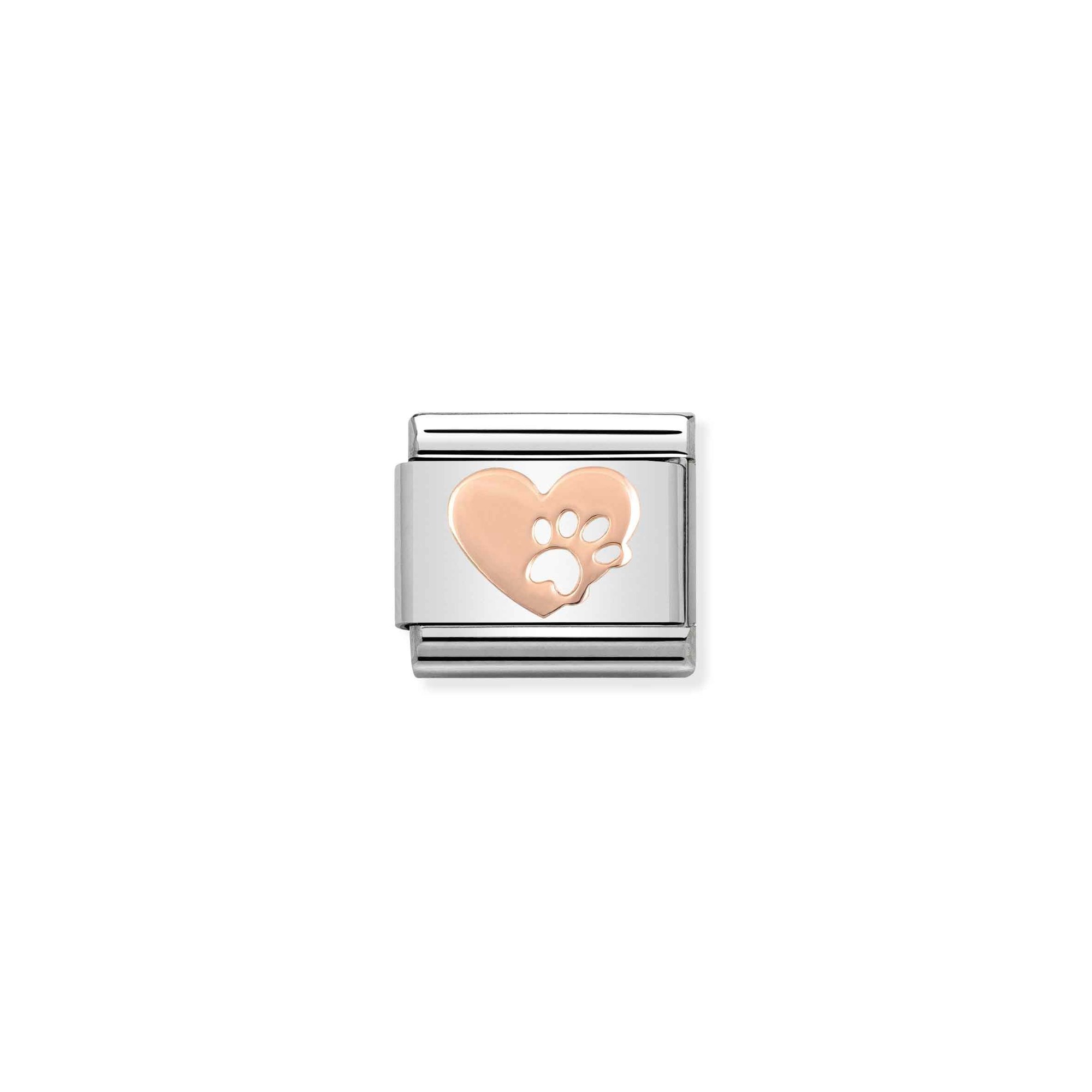 Nomination Composable Classic Charm Herz mit Pfote - Edelstahl, Gold 375 Roségold