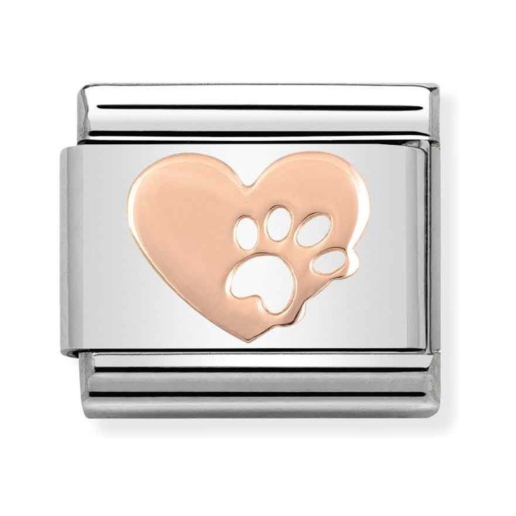 Nomination Composable Classic Charm Herz mit Pfote - Edelstahl, Gold 375 Roségold