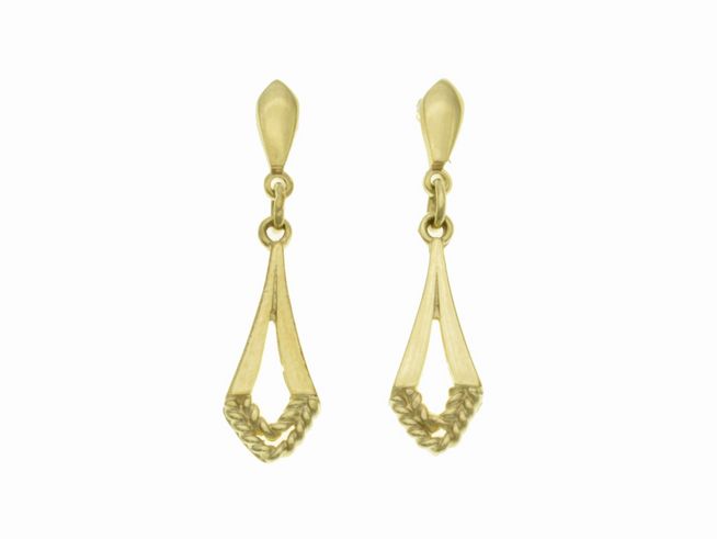 Ohrhänger aus Gold 333 vom Juwelier Harnisch, verspielt in Design mit einem eingefassten Stein, ideal für stilvolle Akzente.