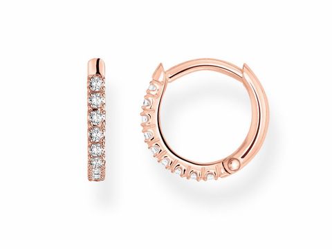Creole Ohrring aus Silber und Roségold mit klaren Zirkonia aus der Thomas Sabo Charming Collection. Elegantes Design und funkelnde Akzente für jeden Anlass.