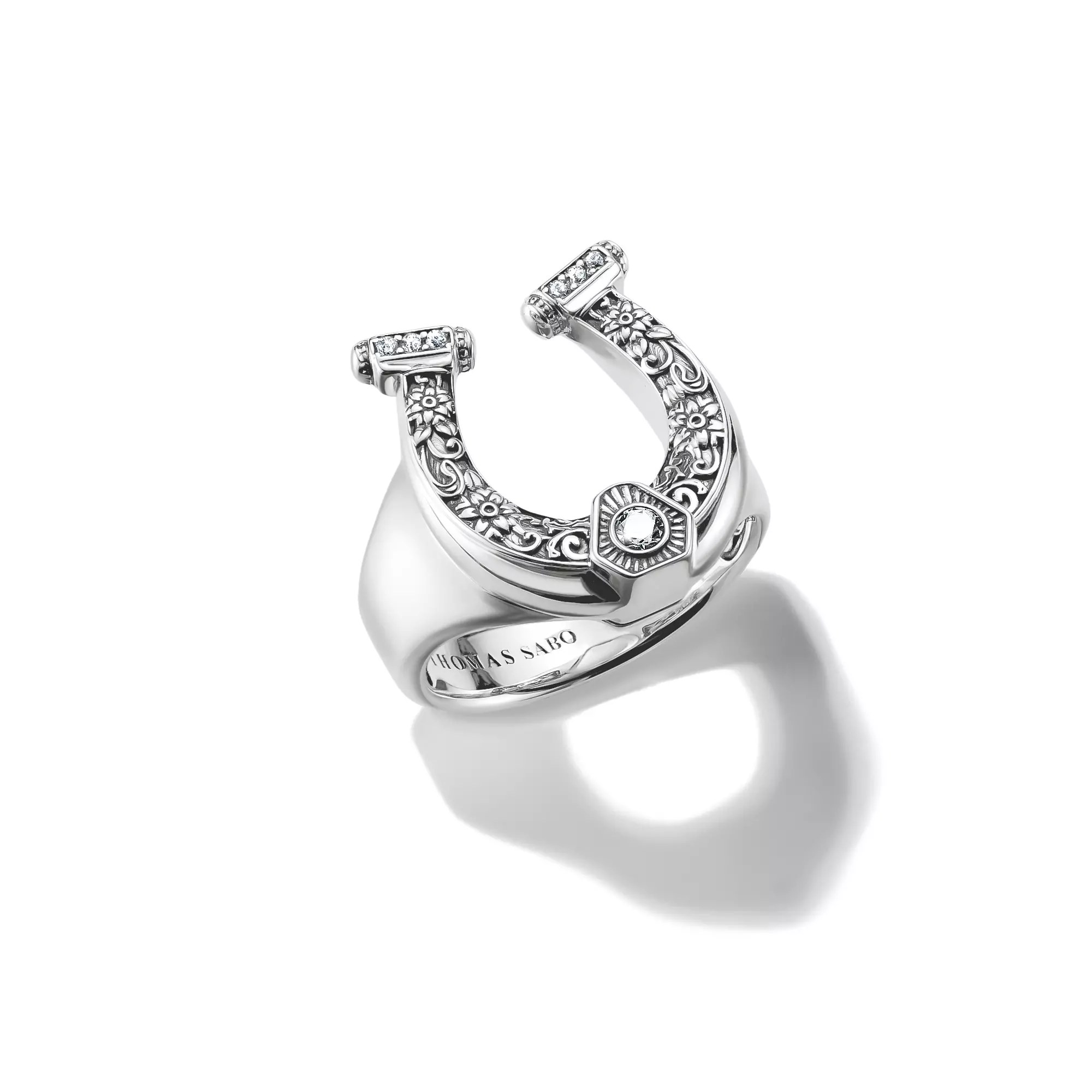 Thomas Sabo ELYNDRA Hufeisen Ring - Sterling Silber geschw. & Zirkonia - Weiß – Ansicht 2