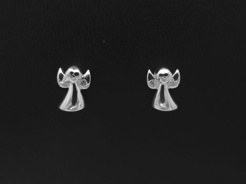 Ohrringe in Form süßer Engel aus Sterling Silber mit Zirkonia, hergestellt vom Juwelier Harnisch, idealer Schutzengel-Schmuck für Kinder.