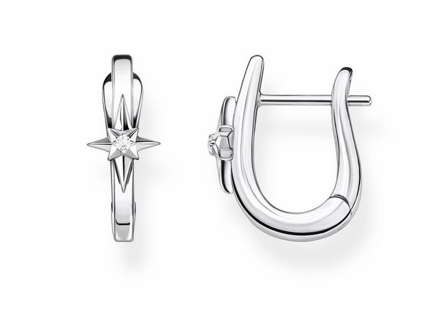 Creolen von Thomas Sabo mit Sternmotiv und funkelndem Stein, aus hochwertigem Silber gefertigt, elegant und modern gestaltet, perfekt für jeden Anlass.
