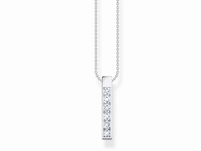 Sterling Silber Kette von Thomas Sabo mit zierlichem Anhänger, besetzt mit weißen Zirkonia-Steinen, Länge 45 cm, elegantes Design für jeden Anlass.