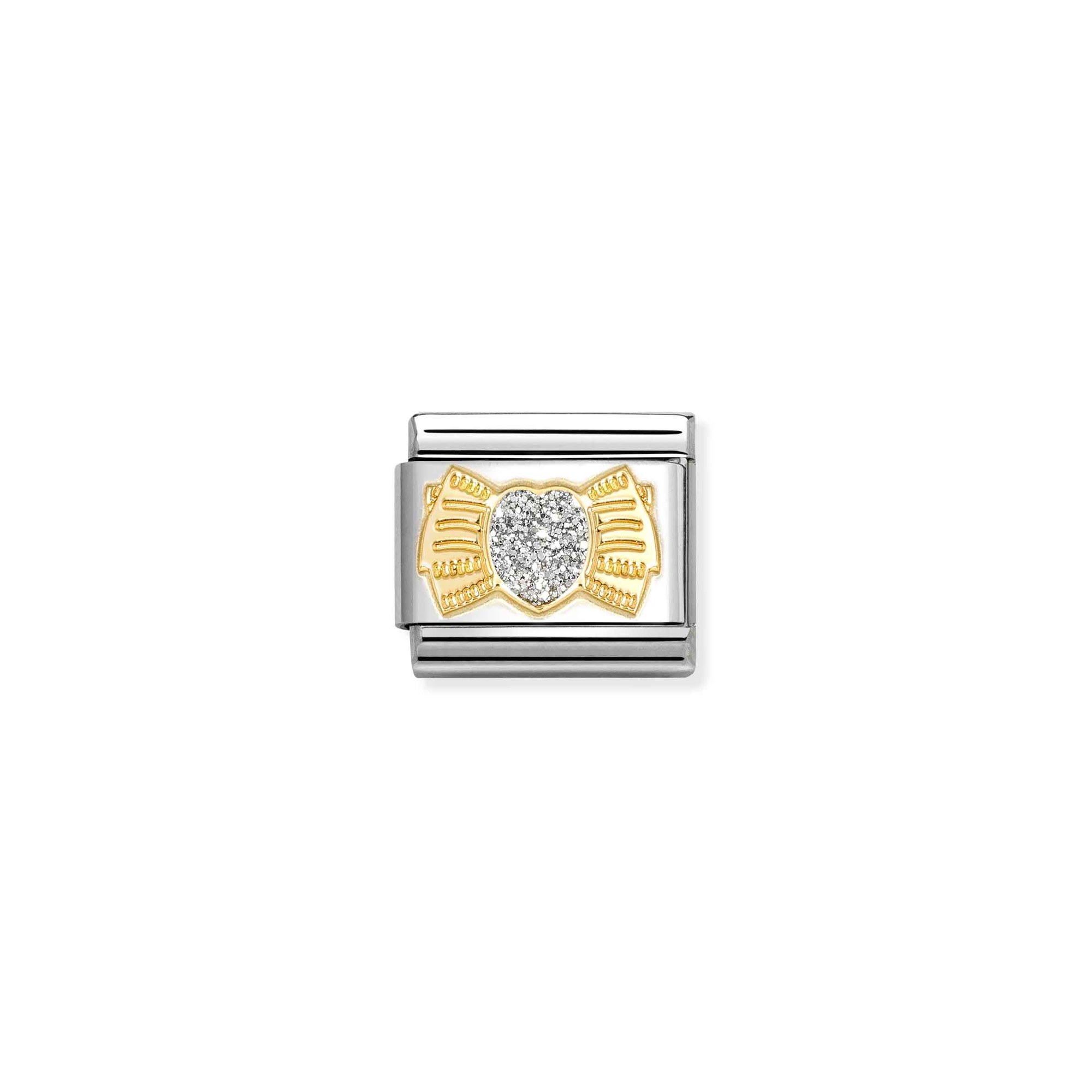 Nomination CLASSIC GLITTER SYMBOLE Element - Gelbgold verg. & Emaille - Herzschleife - Silver